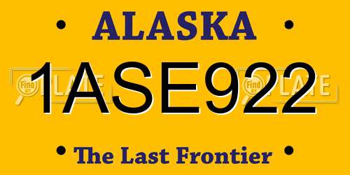 1ASE922 Alaska License Plate