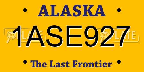 1ASE927 Alaska License Plate