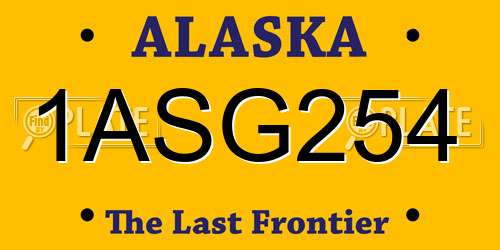 1ASG254 Alaska License Plate