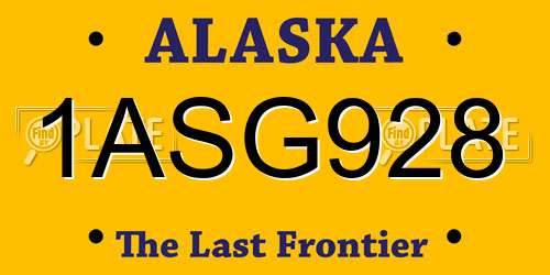 1ASG928 Alaska License Plate