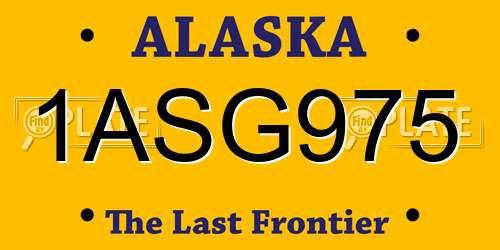 1ASG975 Alaska License Plate
