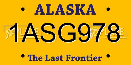 1ASG978 Alaska License Plate
