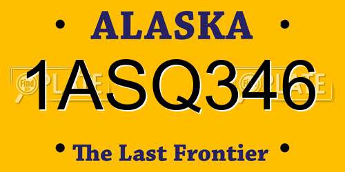 1ASQ346 Alaska License Plate