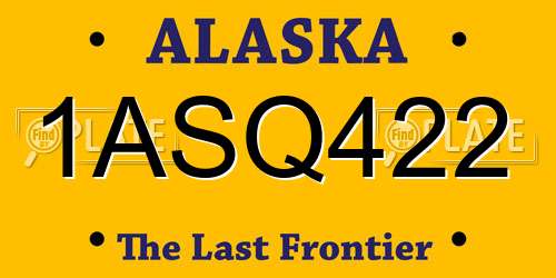 1ASQ422 Alaska License Plate