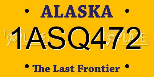 1ASQ472 Alaska License Plate