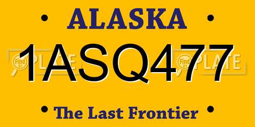 1ASQ477 Alaska License Plate
