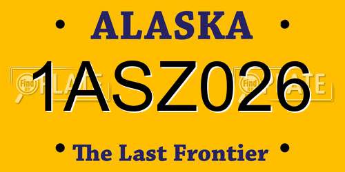 1ASZ026 Alaska License Plate