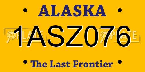 1ASZ076 Alaska License Plate