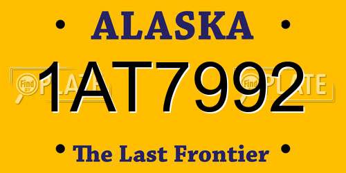 1AT7992 Alaska License Plate
