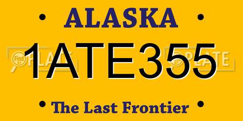 1ATE355 Alaska License Plate