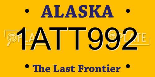 1ATT992 Alaska License Plate