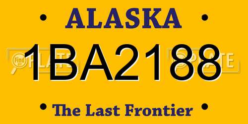 1BA2188 Alaska License Plate