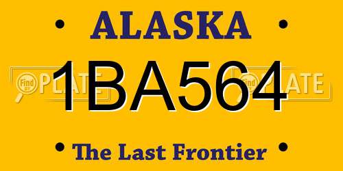 1BA564 Alaska License Plate