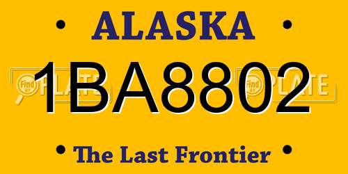 1BA8802 Alaska License Plate