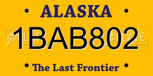 1BAB802 Alaska License Plate