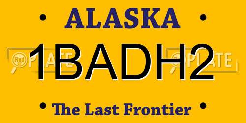 1BADH2 Alaska License Plate