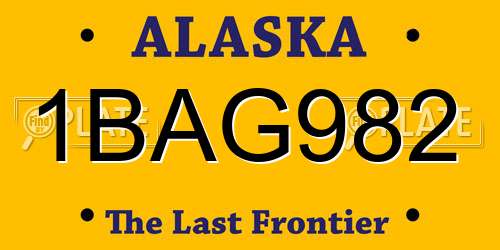 1BAG982 Alaska License Plate