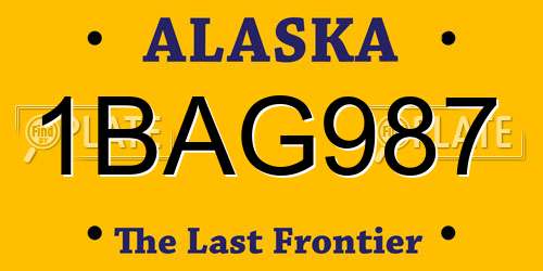 1BAG987 Alaska License Plate