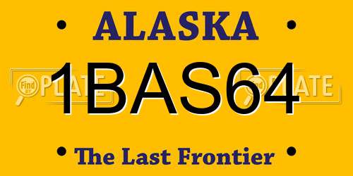 1BAS64 Alaska License Plate
