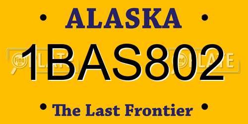 1BAS802 Alaska License Plate