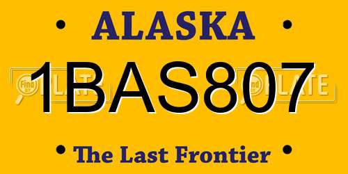 1BAS807 Alaska License Plate