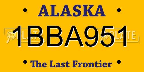 1BBA951 Alaska License Plate