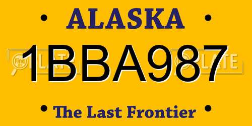1BBA987 Alaska License Plate