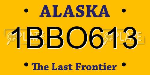 1BBO613 Alaska License Plate