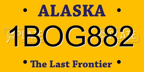 1BOG882 Alaska License Plate