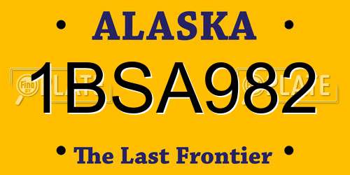 1BSA982 Alaska License Plate