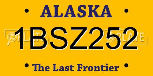 1BSZ252 Alaska License Plate