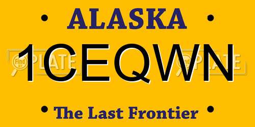 1CEQWN Alaska License Plate