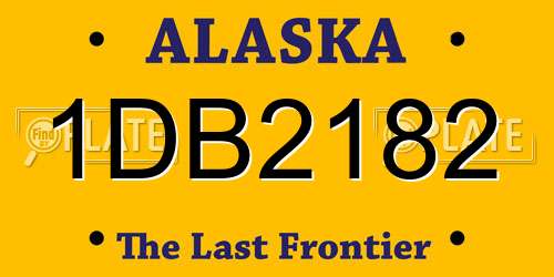 1DB2182 Alaska License Plate