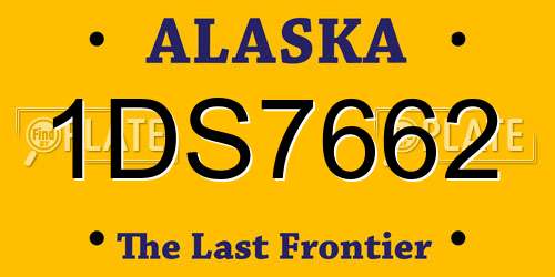 1DS7662 Alaska License Plate