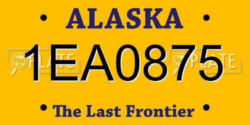 1EA0875 Alaska License Plate