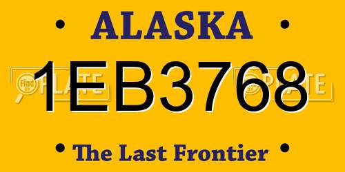 1EB3768 Alaska License Plate