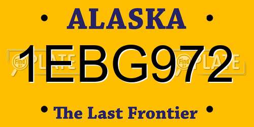 1EBG972 Alaska License Plate