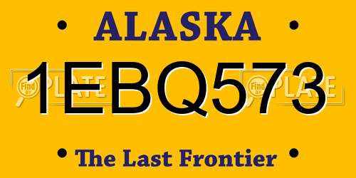 1EBQ573 Alaska License Plate