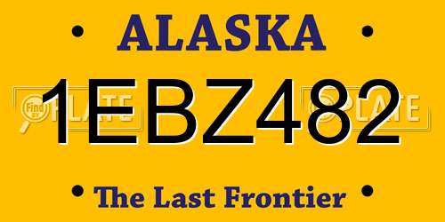 1EBZ482 Alaska License Plate