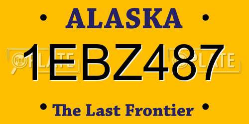 1EBZ487 Alaska License Plate