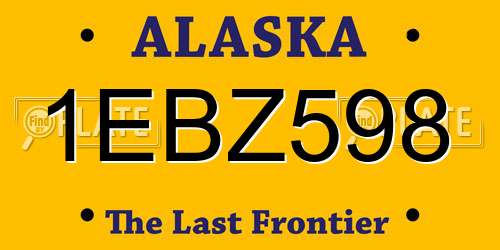 1EBZ598 Alaska License Plate