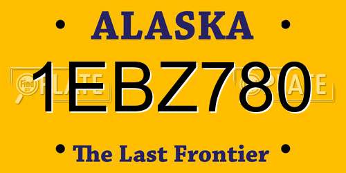 1EBZ780 Alaska License Plate