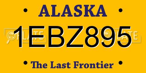 1EBZ895 Alaska License Plate