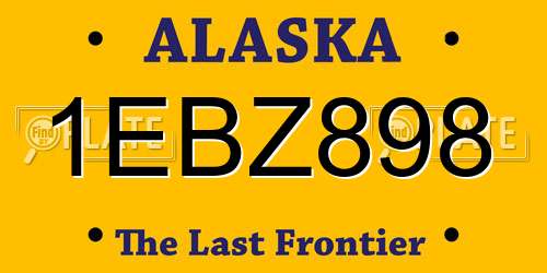 1EBZ898 Alaska License Plate