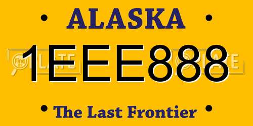 1EEE888 Alaska License Plate