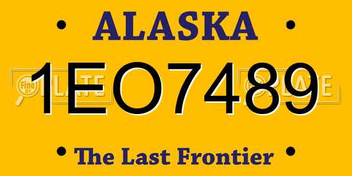1EO7489 Alaska License Plate
