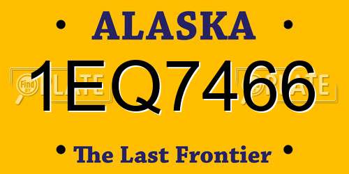 1EQ7466 Alaska License Plate