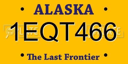 1EQT466 Alaska License Plate