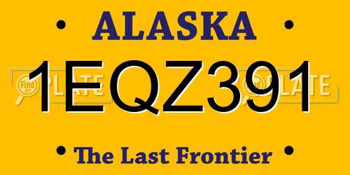 1EQZ391 Alaska License Plate