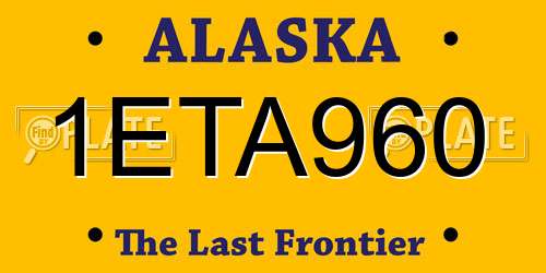 1ETA960 Alaska License Plate